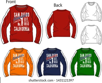 Vector illustration of t-shirt. Front and back views.
