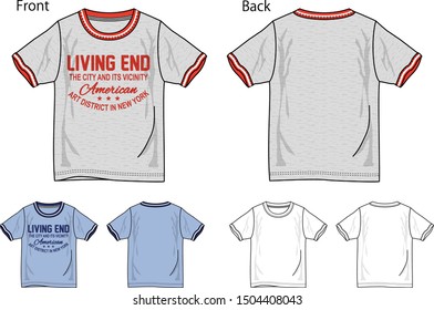 Vector illustration of t-shirt. Front and back views.