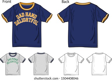 Vector illustration of t-shirt. Front and back views.