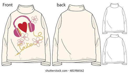 Vector illustration of t-shirt. Front and back views