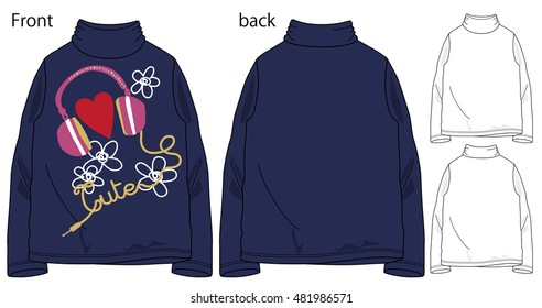 Vector illustration of t-shirt. Front and back views