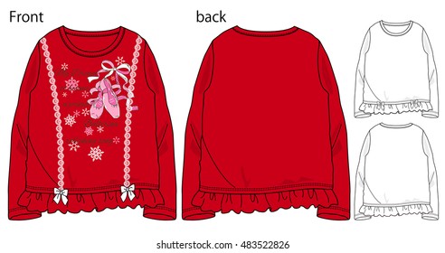 Vector illustration of t-shirt. Front and back views
