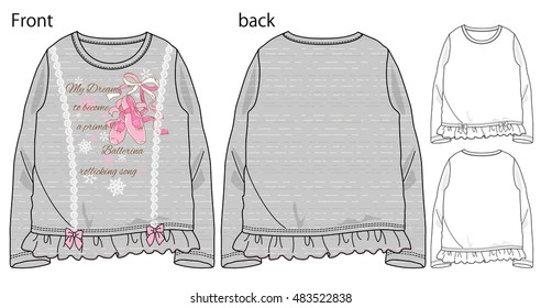 Vector illustration of t-shirt. Front and back views
