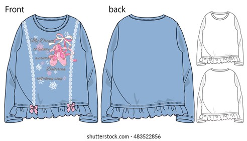 Vector illustration of t-shirt. Front and back views