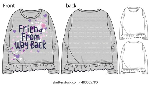 Vector illustration of t-shirt. Front and back views