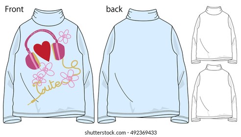 Vector illustration of t-shirt. Front and back views