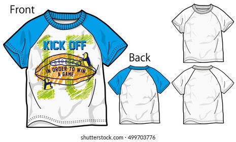 Vector illustration of t-shirt. Front and back views