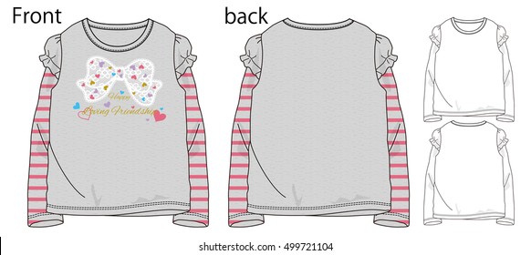 Vector illustration of t-shirt. Front and back views