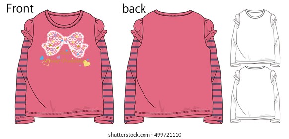 Vector illustration of t-shirt. Front and back views