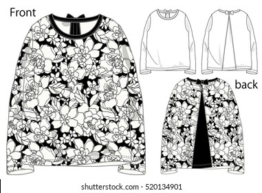 Vector illustration of t-shirt. Front and back views