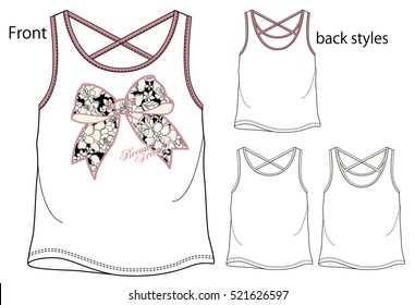 Vector illustration of t-shirt. Front and back views