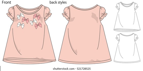 Vector illustration of t-shirt. Front and back views