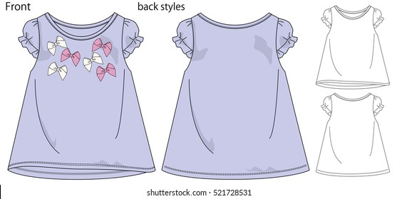 Vector illustration of t-shirt. Front and back views