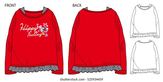 Vector illustration of t-shirt. Front and back views