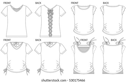 Vector illustration of t-shirt. Front and back views