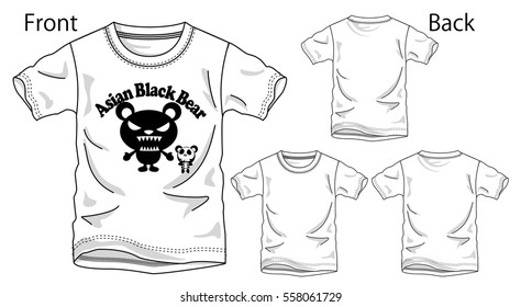Vector illustration of t-shirt. Front and back views