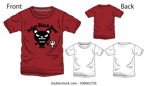 Vector illustration of t-shirt. Front and back views