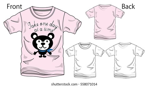 Vector illustration of t-shirt. Front and back views