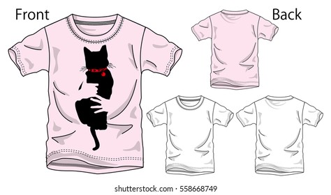 Vector illustration of t-shirt. Front and back views