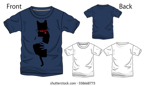 Vector illustration of t-shirt. Front and back views