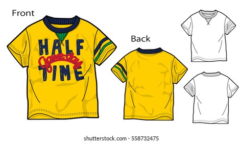 Vector illustration of t-shirt. Front and back views