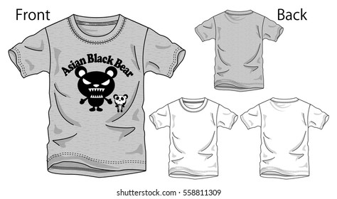 Vector illustration of t-shirt. Front and back views