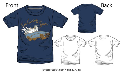 Vector illustration of t-shirt. Front and back views