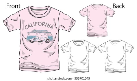 Vector illustration of t-shirt. Front and back views