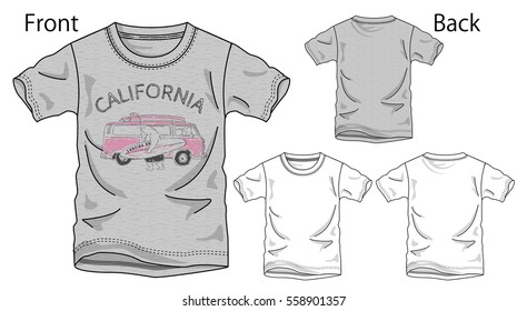 Vector illustration of t-shirt. Front and back views