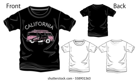 Vector illustration of t-shirt. Front and back views