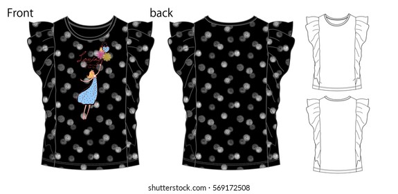 Vector illustration of t-shirt. Front and back views