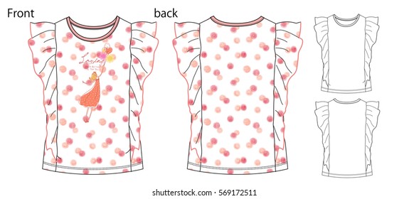 Vector illustration of t-shirt. Front and back views