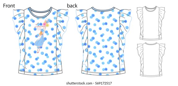 Vector illustration of t-shirt. Front and back views