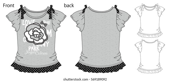 Vector illustration of t-shirt. Front and back views