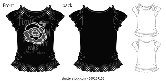 Vector illustration of t-shirt. Front and back views