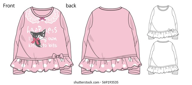 Vector illustration of t-shirt. Front and back views