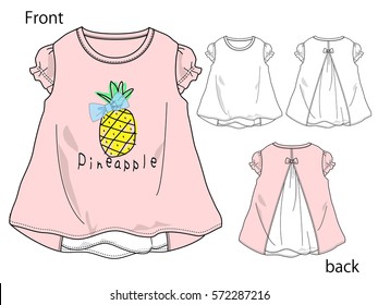 Vector illustration of t-shirt. Front and back views
