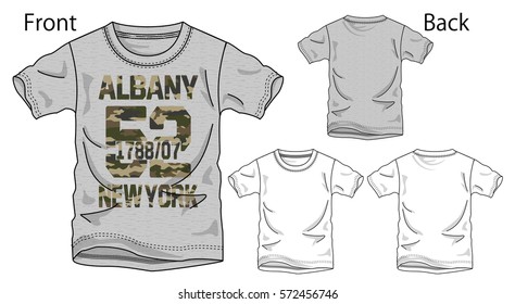 Vector illustration of t-shirt. Front and back views