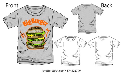 Vector illustration of t-shirt. Front and back views