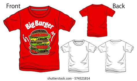 Vector illustration of t-shirt. Front and back views