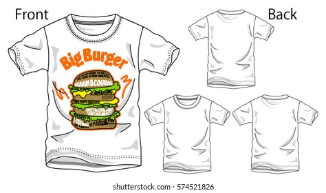 Vector illustration of t-shirt. Front and back views