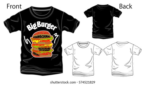 Vector illustration of t-shirt. Front and back views