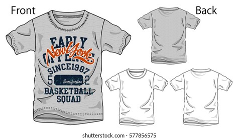 Vector illustration of t-shirt. Front and back views