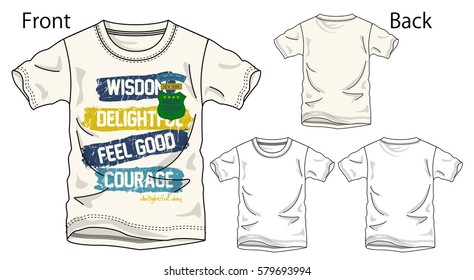 Vector illustration of t-shirt. Front and back views
