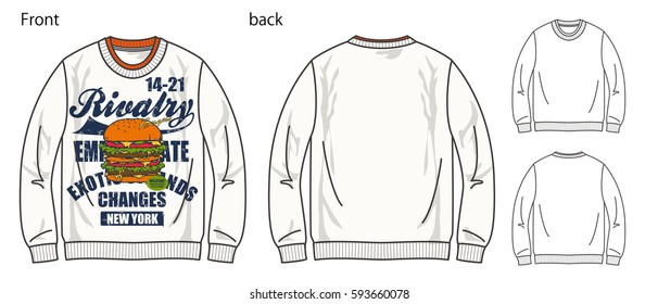 Vector illustration of t-shirt. Front and back views