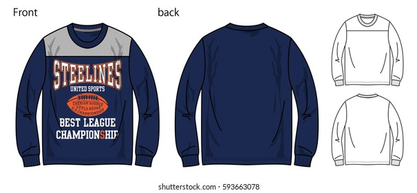 Vector illustration of t-shirt. Front and back views