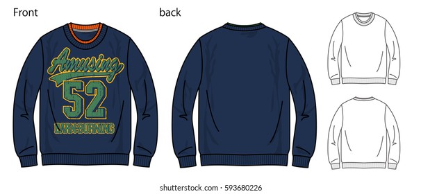 Vector illustration of t-shirt. Front and back views