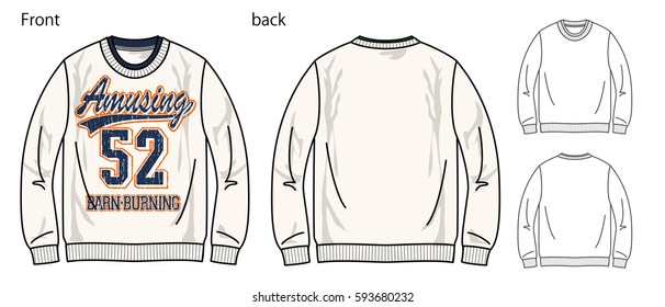 Vector illustration of t-shirt. Front and back views