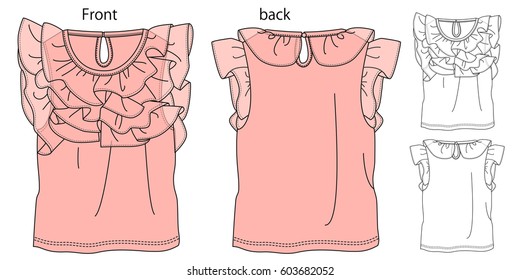 Vector illustration of t-shirt. Front and back views