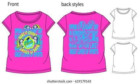 Vector illustration of t-shirt. Front and back views